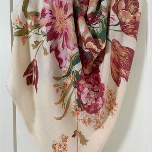 Floral Cream and Pink Scarf